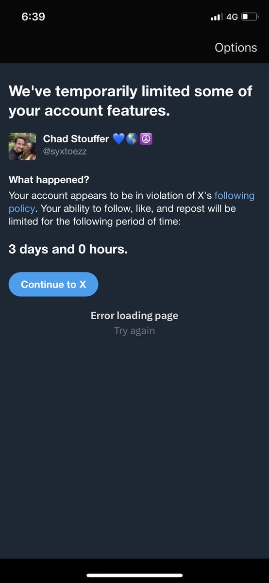Is anyone else getting penalized for no reason? I followed 50 accounts in the past 2 days and get his with this. Is @elonmusk cracking down on the #BlueCrew ?