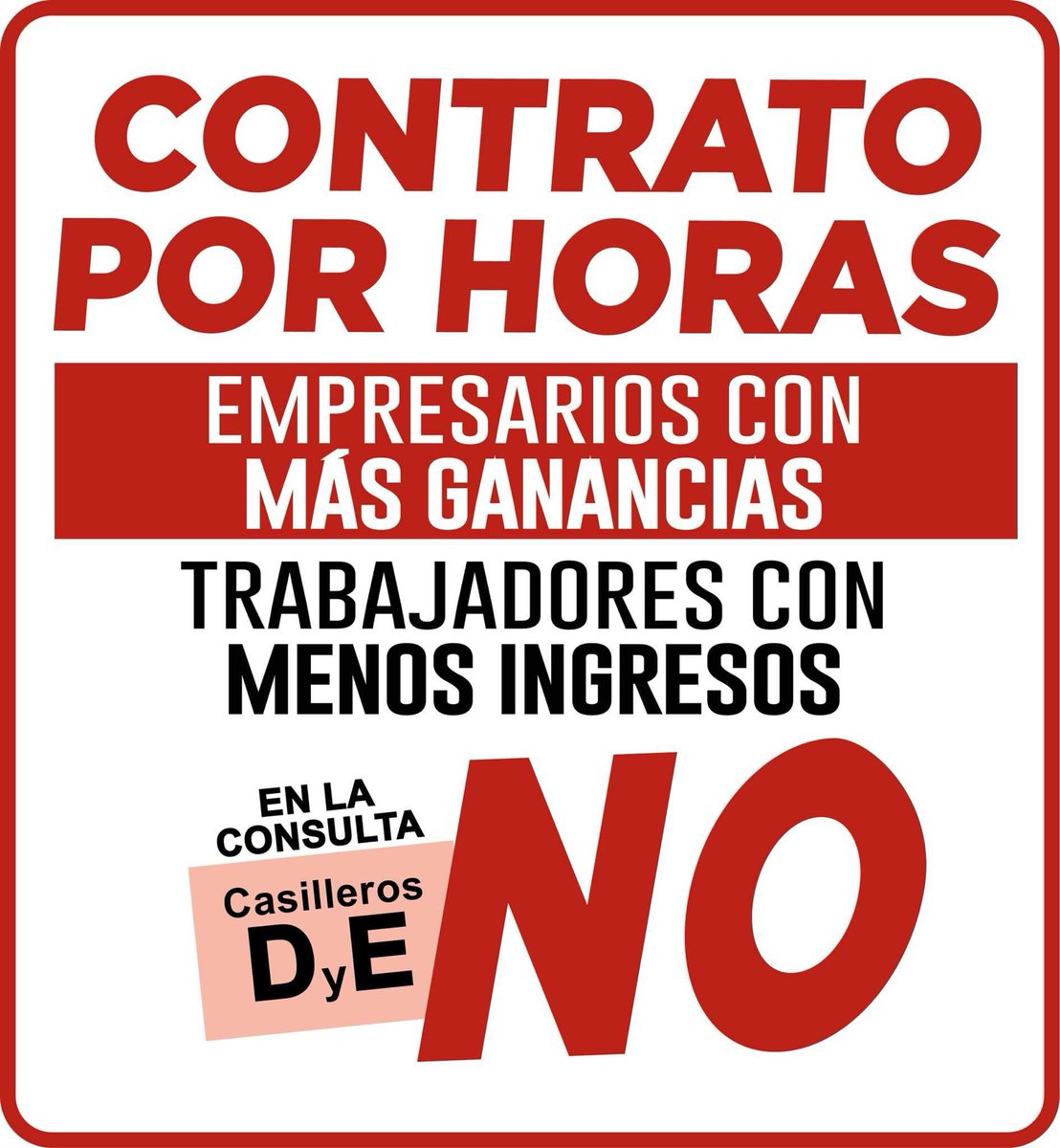 No permitamos más precarización laboral, no regresión de derechos.
Este 21 de abril dile NO en las preguntas D y E.

#ConsultaPopular #NOenlaDyE #ReferendumYConsulta2024