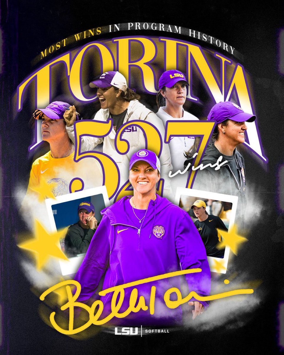 5️⃣2️⃣7️⃣ Wins. 

Congratulations Coach @BethTorina! 👏🏽

@LSUsoftball #BT527