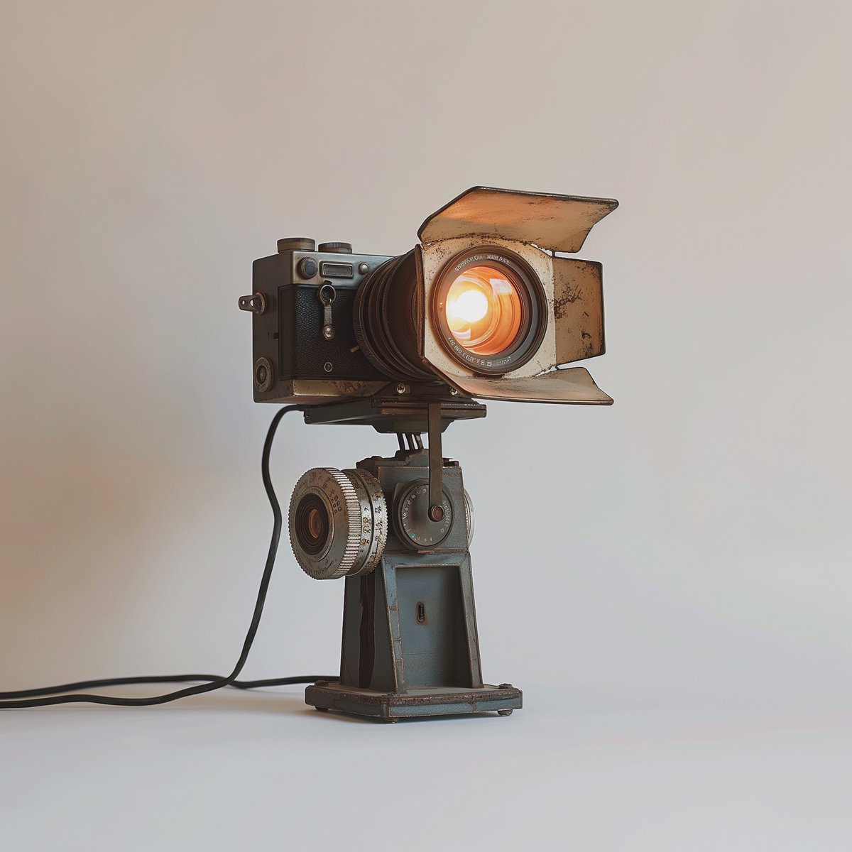 IsThatJeff's tweet image. A lamp made out of a vintage camera. 

Generated in Midjourney v6
