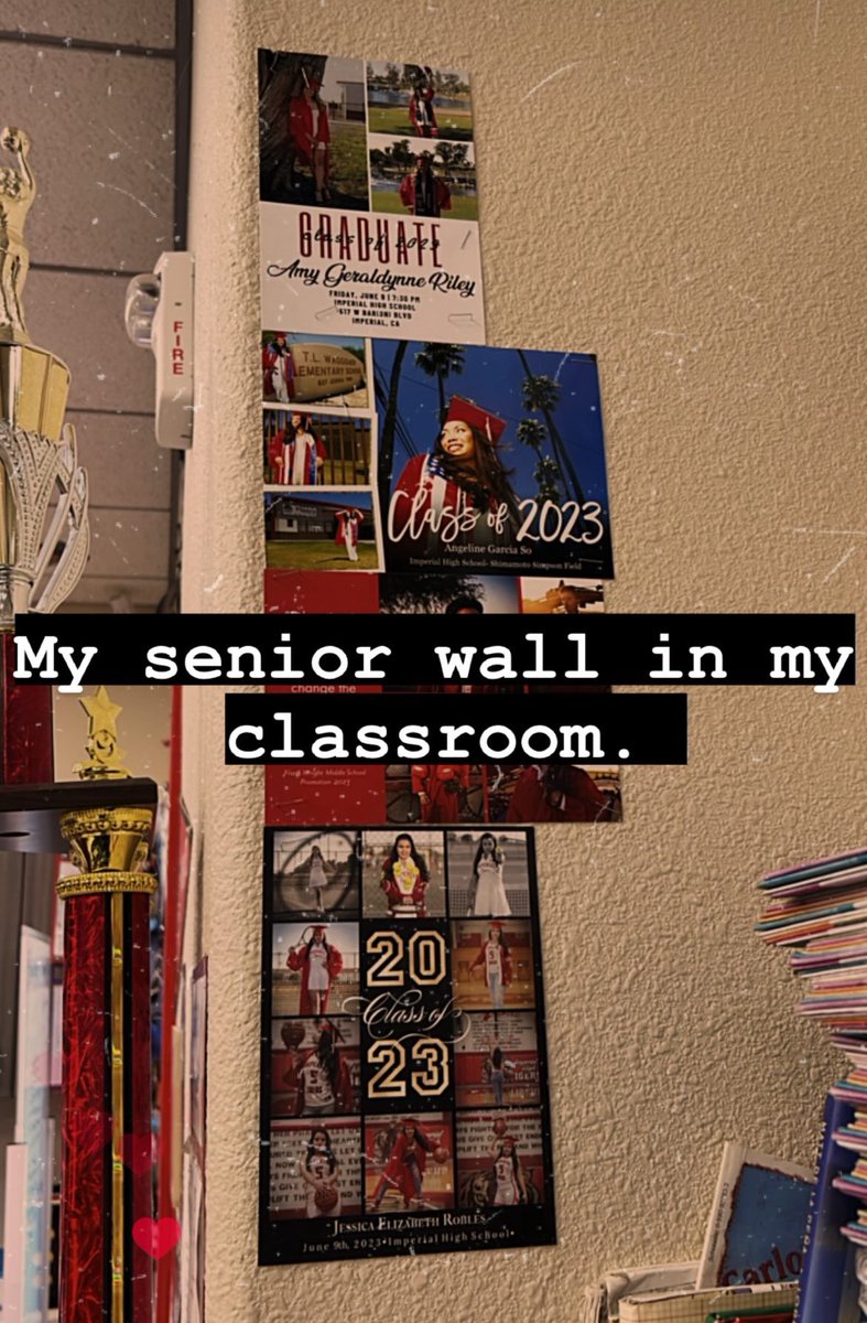 I started a senior wall in my classroom. One of my favorite teachers, Mr. Gibbs had one. I remember students would write “reserved for” on his wall. What a great tradition.