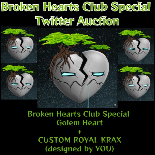 🚨👀TWITTER AUCTION👀🚨

Special Collab between Broken Hearts Club and @AlgolemNFTs

Winner gets: 
Broken Heart AND Custom Royal Krax Designed by you later!

ENDS IN 24HRS!
BID IN COMMENTS!
#ALGOFam #AlgorandNFTs #ALGO #BrokenHeartsClub #GolemGang