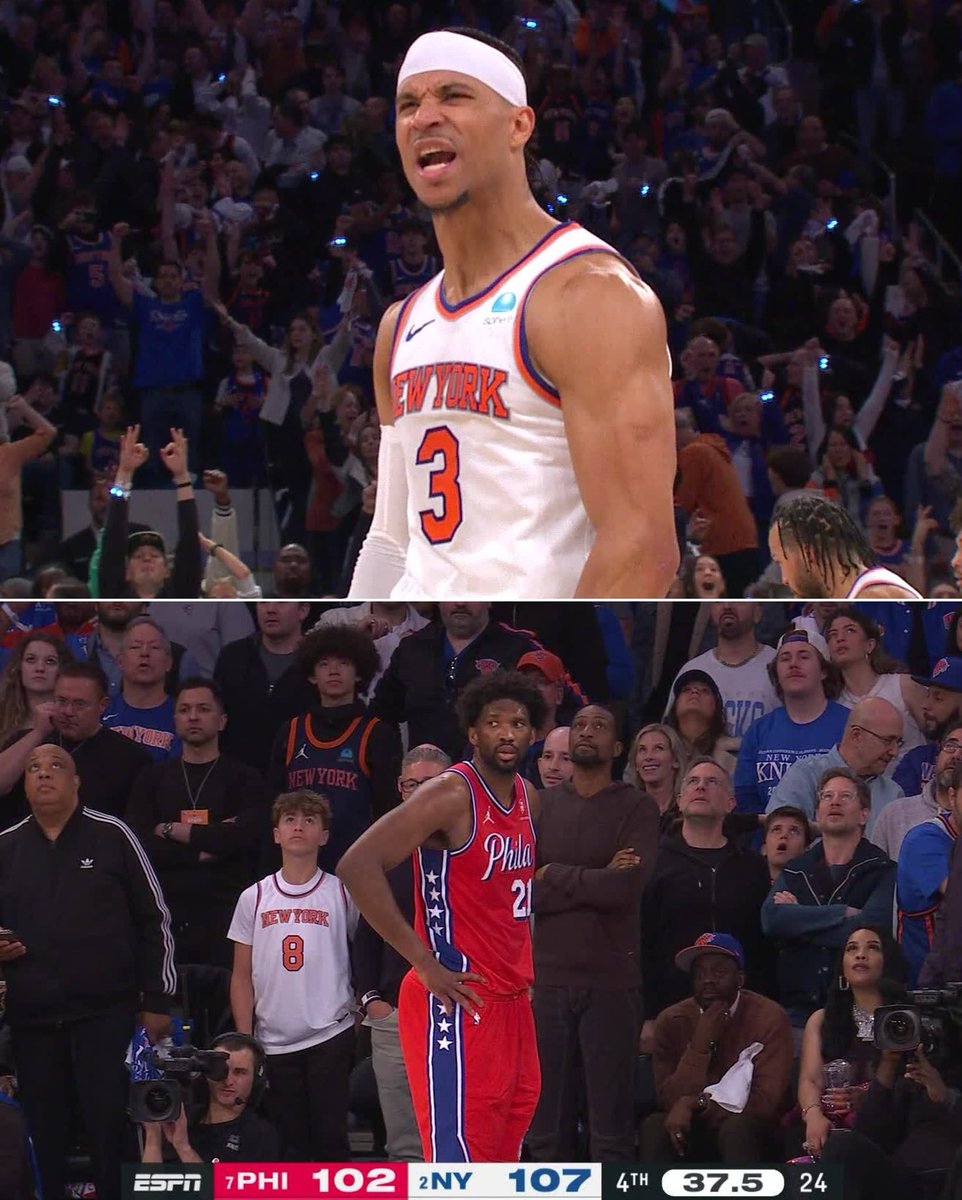 BleacherReport's tweet photo. KNICKS RALLY TO TAKE GAME 1 OVER SIXERS 🔥 https://t.co/ks1Jq4ojjA