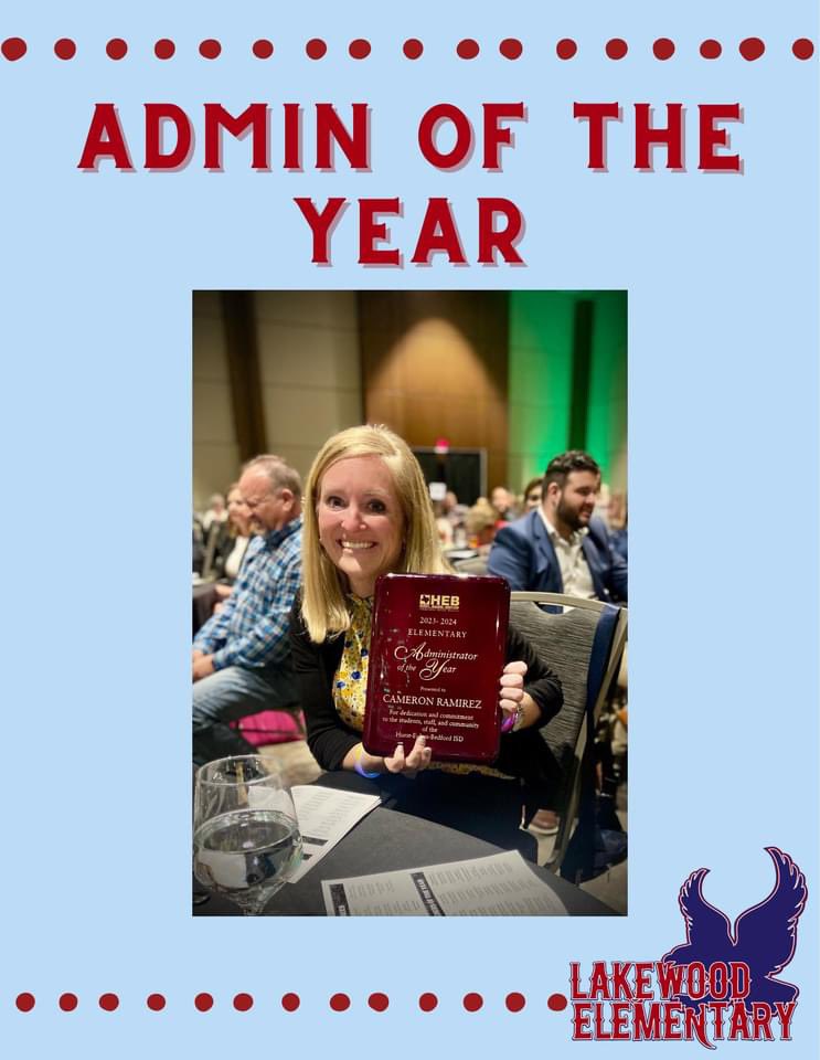 We are so proud and excited to announce that our very own, Mrs. Ramirez, won District Administrator of the Year!! She is a great leader and so deserving of this award! <a href="/hebisd/">HEB ISD</a> 
❤️🦅💙