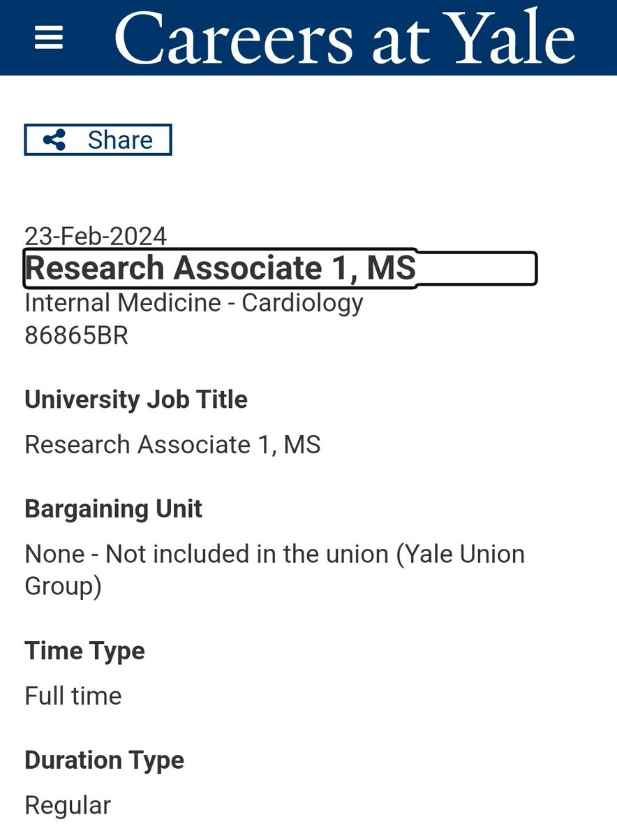 🚨 Research Position 🚨 ⚕️Research Associate, Cardiology (3) 🏥 Yale Apply here 👇🏼 sjobs.brassring.com/TGnewUI/Search… #imgmatch #MedEd #MedTwitter #MedStudentTwitter #IMG #IMGs #MatchDay #MATCH24 #MATCH25 #UnMatched