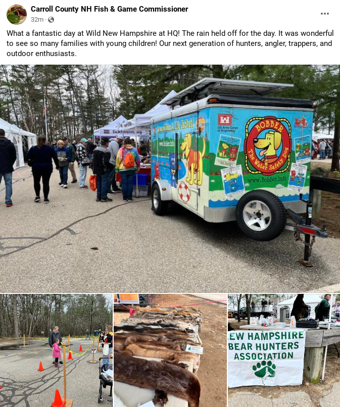 NH Fish & Game held their annual event today. Commissioner Susan Price posted about it on her gov't official Facebook page, hoping children will become trappers. If you are on Facebook, please politely leave a comment that trapping is cruel. #BanTrapping