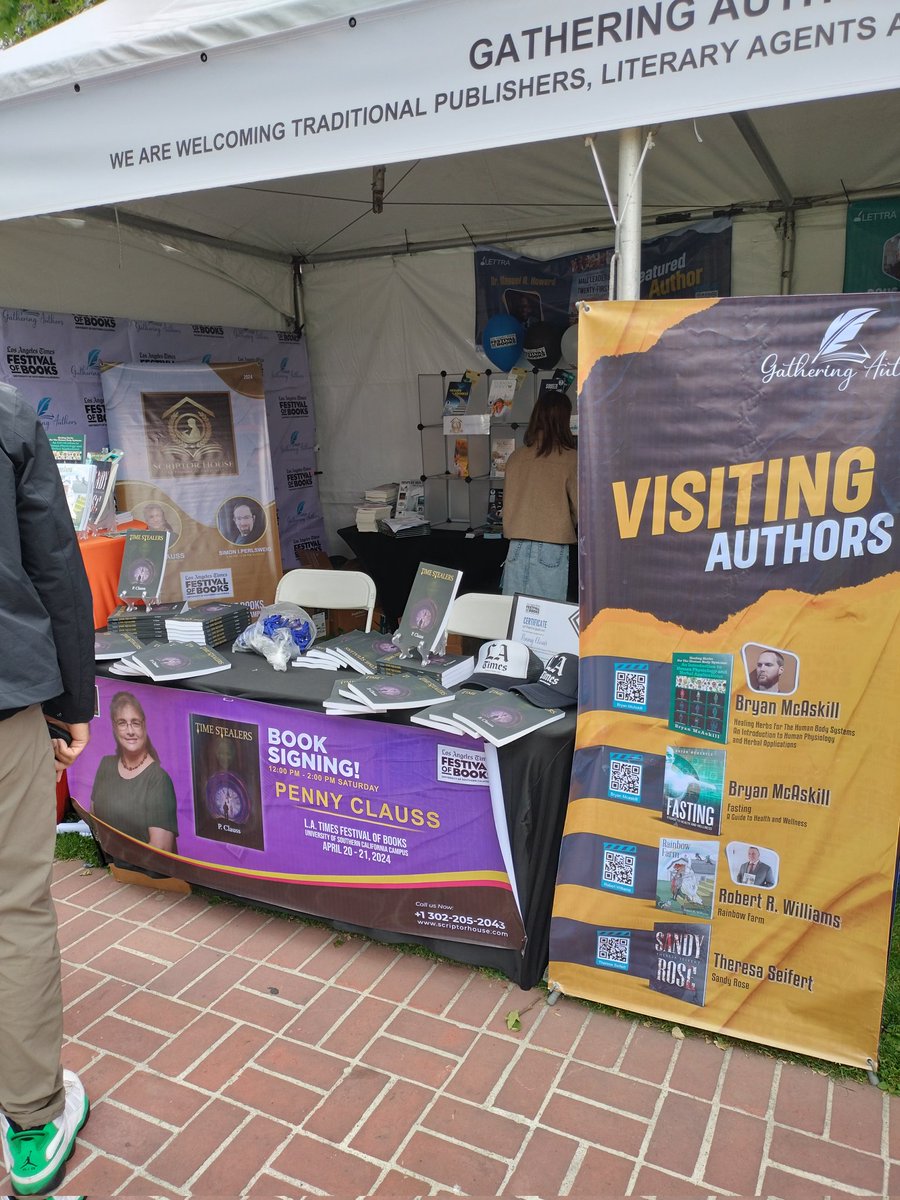 So, after set up, this is what it looked like! Great job, Anna! In 30 minutes all 40 books were signed and delivered into the hands of very excited readers! It was great meeting new people and signing books! 😃 #signingevent #books #LATimesFestivalofbooks #TimeStealers #books