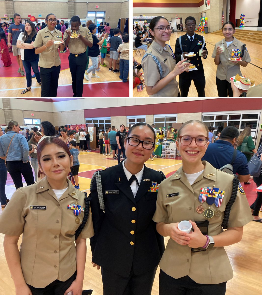 Friday evening, the cadets provided a Color Guard and the Unarmed Exhibition Team (the Broadswords) performed a 5 minute demonstration for the Wolman Elementary School 'International Night'. Then, they enjoyed some food from around the world.