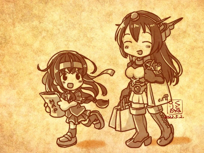 ながとさんはこういうのしか描いたことがない…艤装含めてかっこよく描ける方すごい… 