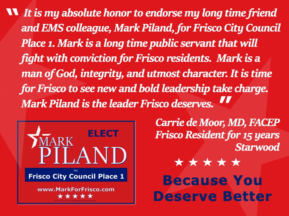 MarkForFrisco's tweet photo. Incredibly grateful for endorsements like this. π Carrie also believes it's time for a change. It all begins Mon Apr 22 with early voting. Huge thanks to the entire de Moor family. π€ #markforfrisco #becauseyoudeservebetter #frisco #friscotx #cityoffrisco
https://t.co/NtuJpUmK4Q https://t.co/i5lqL2kEOq