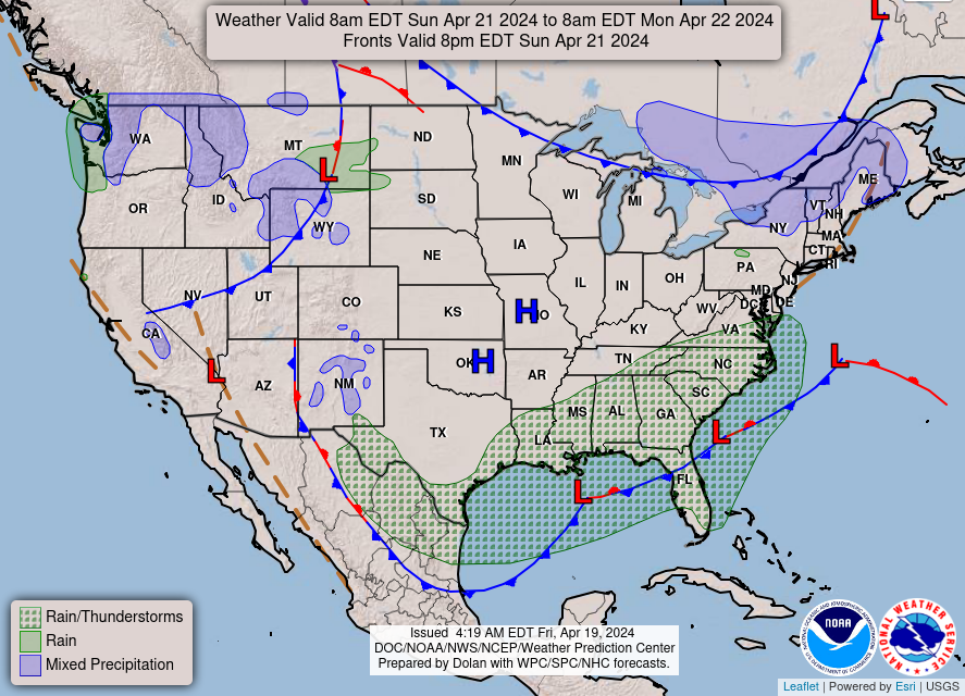Heavy rainfall is expected over the Gulf Coast and Southeast U.S Sunday. Minor to moderate river flooding could occur across Mississippi, southern Alabama, southern Georgia, the Florida Panhandle.