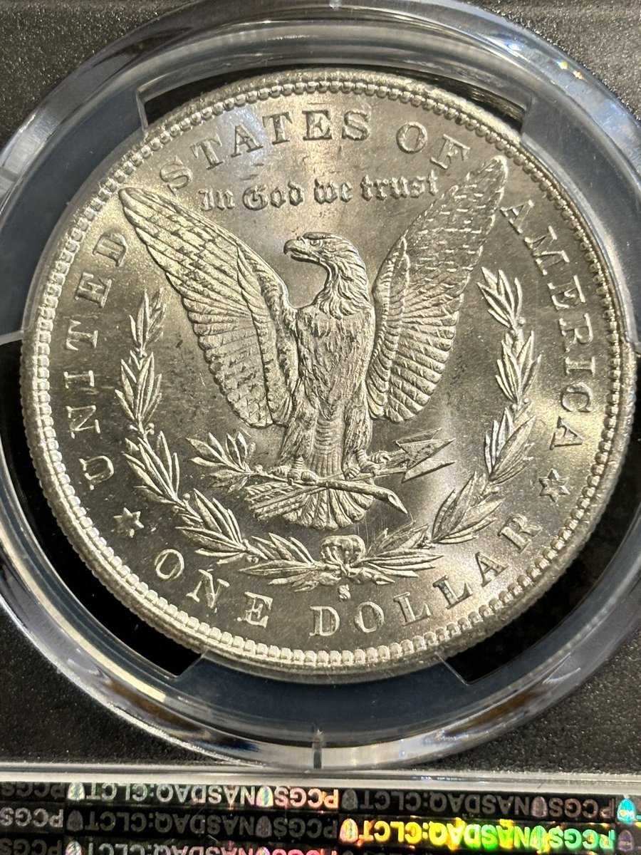 1879-S Morgan $ graded MS66 by PCGS.  Original cartwheel mint luster and mint frost. Strong strike. Exceptional eye appeal. #Saturdaynightcoinshow