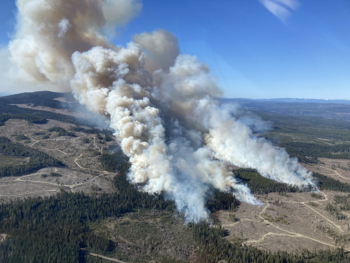 The #BCWildfire Service is responding to multiple wildfires within the Cariboo Fire Centre. The largest of which is the Burgess Creek Wildfire (C20117), located 45 kilometres south of #Quesnel and is approximately 50 hectares in size.