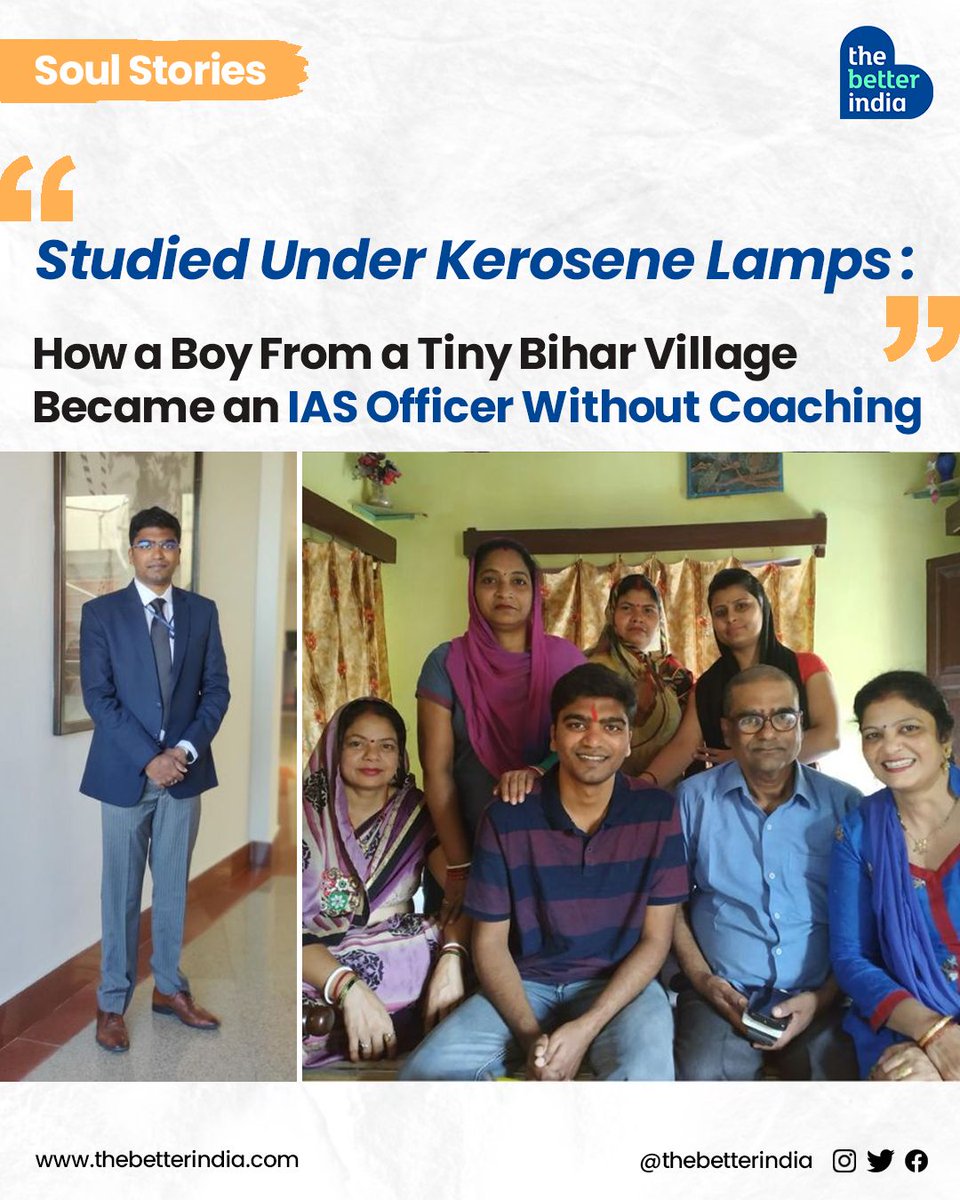 'Electricity was a luxury while growing up in a small village in Bihar. 

#NationalCivilServiceDay #IAS #MadhyaPradesh #Bihar #UPSC #CSE #Inspiration

[National Civil Service Day, Anshuman Raj, IAS Officer, Madhya Pradesh, Bihar, UPSC Success, UPSC CSE]