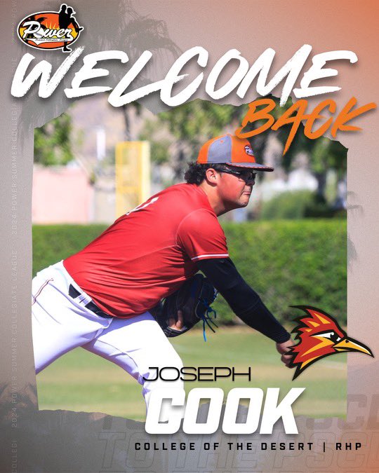Welcome BACK Joe Cook, RHP College of the Desert! 🌴 Cook returns for his 3rd season in the PSCL!💯 PLAYERS apply for the 2024 season here⬇️ psclbaseball.com/apply/