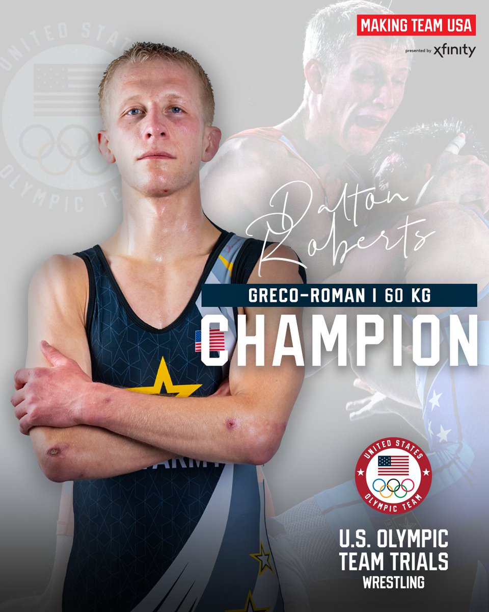USAWrestling's tweet photo. 60 KG CHAMPION!

Dalton Roberts wins the series 2-1 with a 3-2 victory in the third match!

#WrestlingTrials24 | #MTUSA https://t.co/Kl3OyqxR1Y