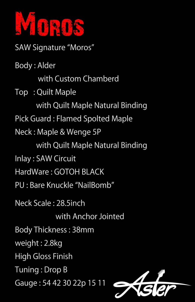 7，ASTER Guitars 

Twitterで見つけた静岡の工房の若いルシアーと大変共感し、ぜひギター制作をお願いしたいと思いコロナ禍に会いに行って作ってもらった最高のギター。28.5インチに最高の木材を組み合わせ、最高の木工で組んでもらった。ブルータル極まりないです