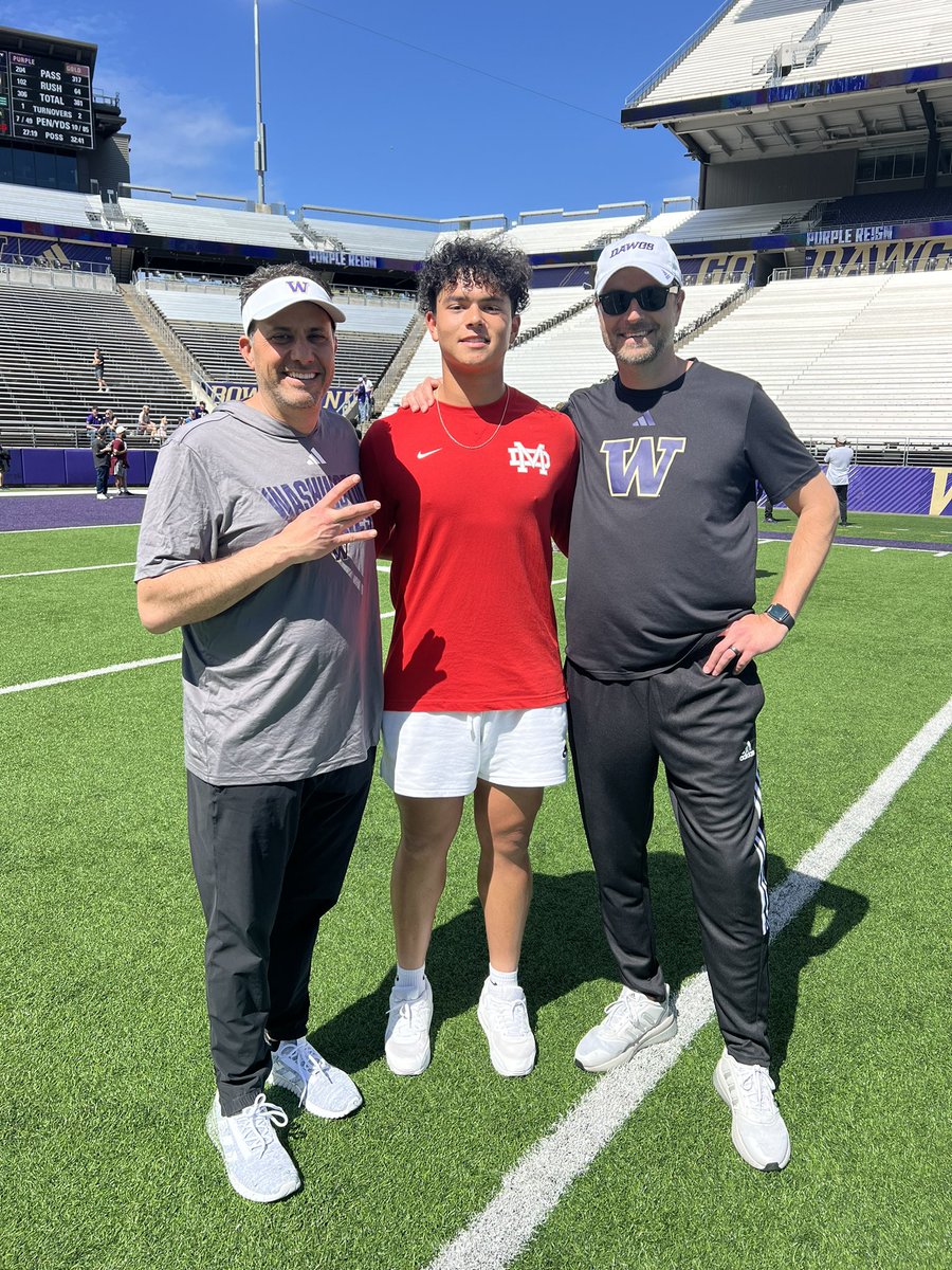 Got to watch these guys work today. Great atmosphere. Great energy. Great competition. Grateful for the opportunity. ☔️☔️☔️ #PurpleReign @UW_Football @MDFootball