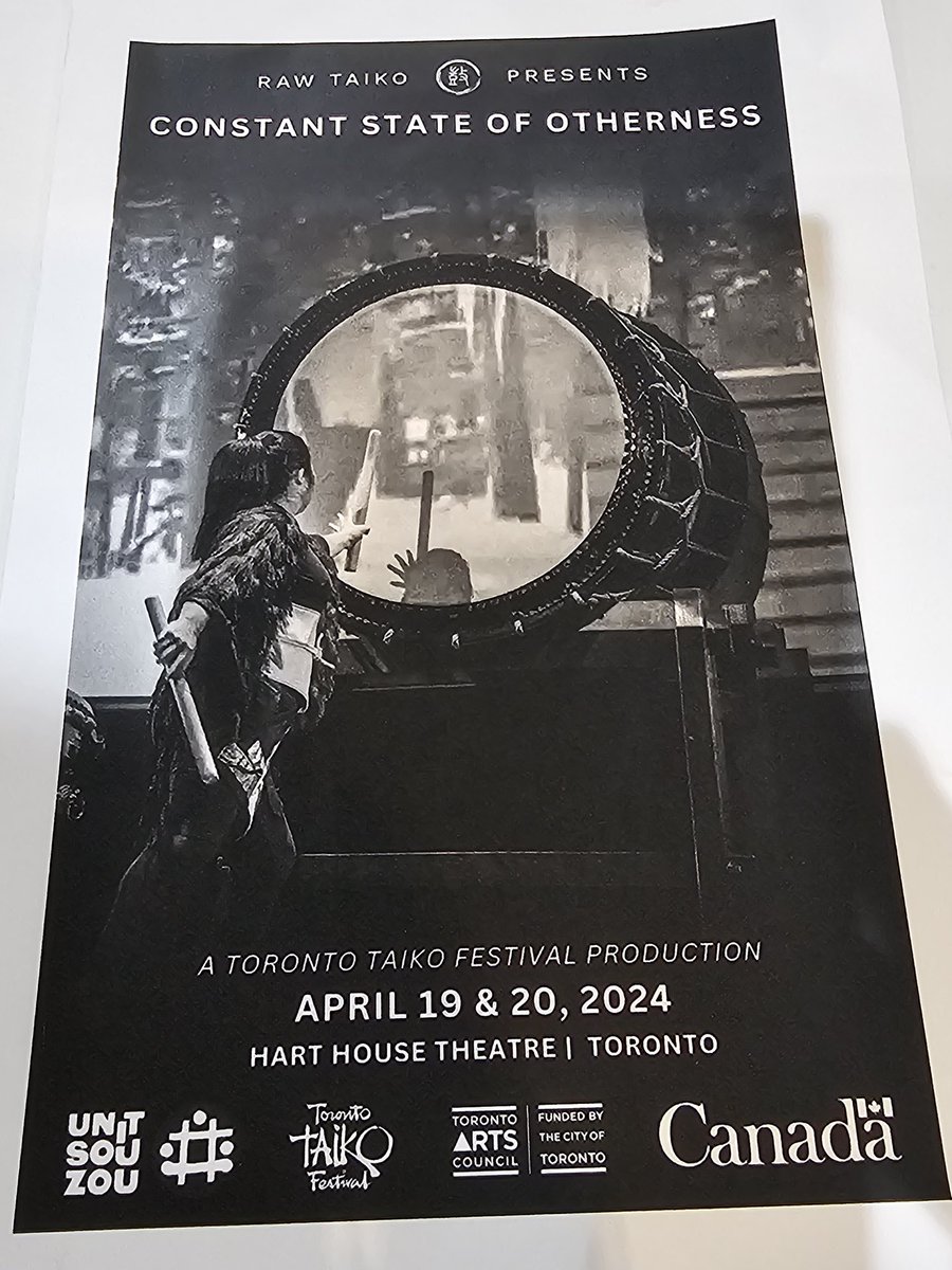 LisaKresky's tweet photo. Week 16, 2024 - Activity #2 - Constant State of Otherness at Hart House. Through taiko (drumming), Japanese folk dance, song, and personal stories, 6 performers explore the impacts of universal experiences of othering and alienation. #doingthingsoutsidemyregularroutine https://t.co/wYQugN07Mo