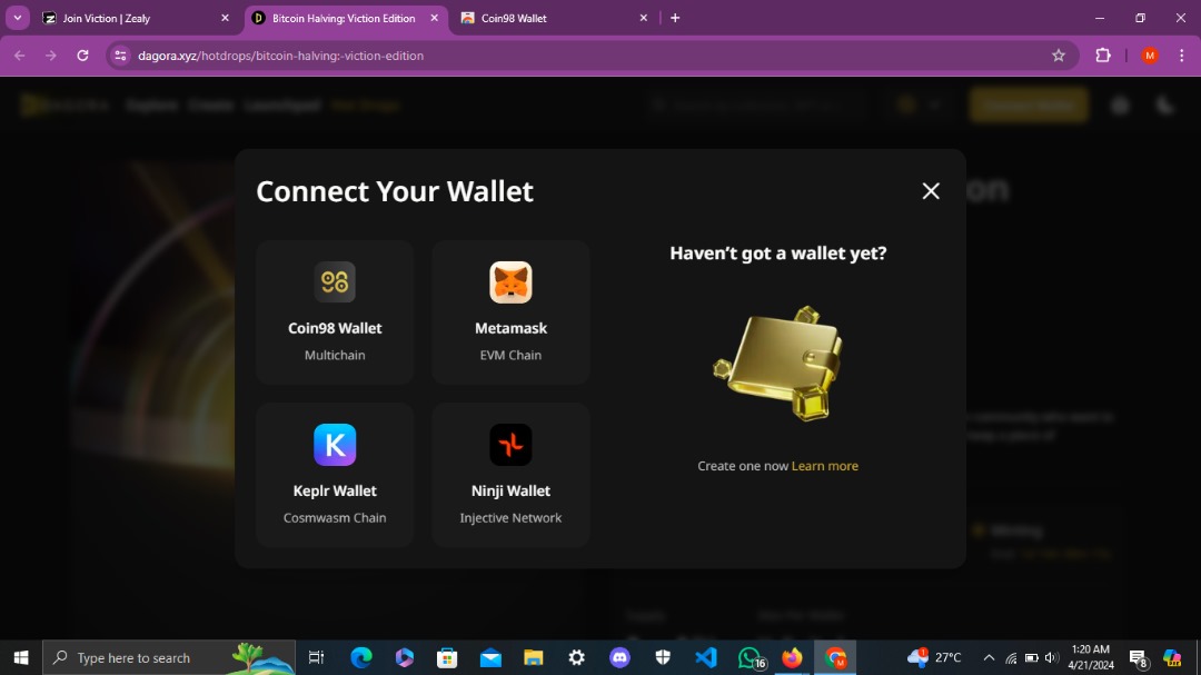 2️⃣ Proceed to connect your wallet, in my case I used coin98 wallet, for those using Coin98 (recommended) 👇