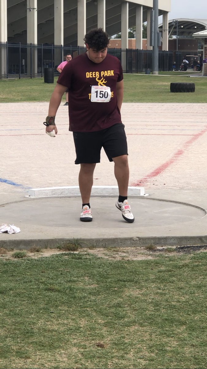 This young man right here is a 2X District Champion in the Disc and Shot. Area and Regional Champion in the Disc as well as an Area Champion in the shot. Now he is a state qualifier and every single title was earned. ½