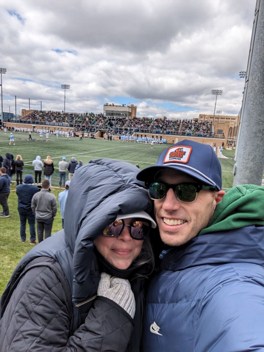 Whitney_Tech's tweet photo. A little chilly but another awesome game at @NDlacrosse! Reppin the @crush_lacrosse with @hedgequote 💚🥍💙 https://t.co/0YBXzaAMLh