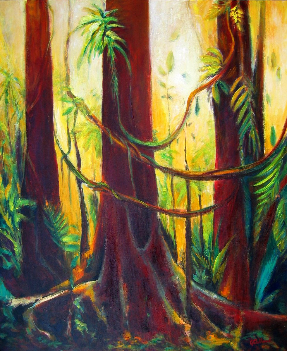 Dull rainy day in #Brisbane #Queensland #Australia - I dream of sunshine and tropical rainforest with tall trees and ferns - see more of my art and read my profile to find out where , when and how I do what I do 
gleniseclelland.com.au 
bluethumb.com.au