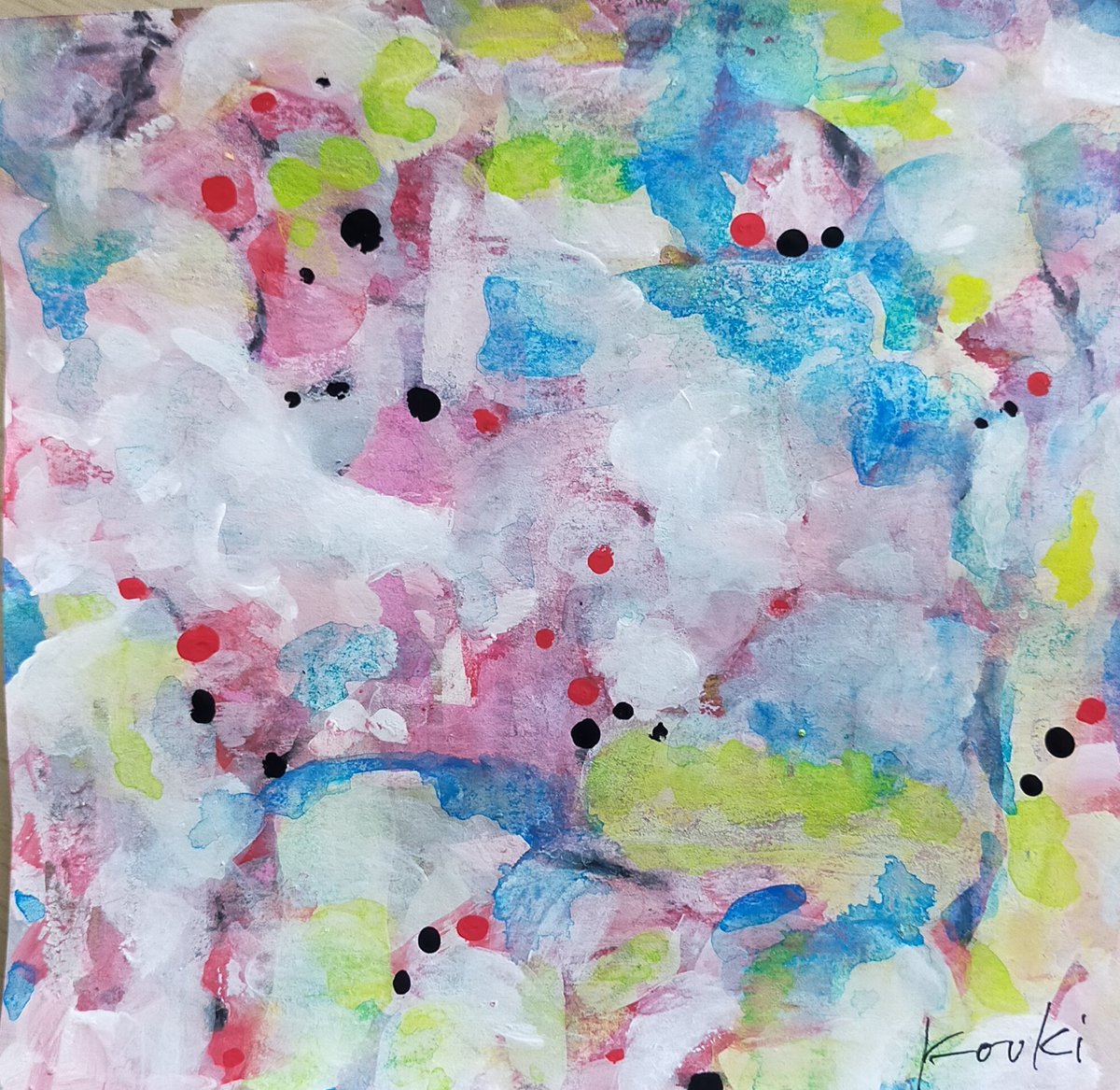 雨の日が多い4月です。本日の作品はtitle「青に染まり行く町」です。
今日も安全に世界そして全国各地。
#抽象画　#画家　#絵描き　#青
#ご挨拶　#洋画