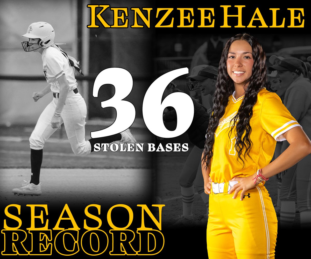 CSISoftball's tweet photo. NEW RECORD!! 

Congratulations to sophomore infielder, Kenzee Hale, on breaking the season stolen base record 🦅 https://t.co/S6rwECEZQC