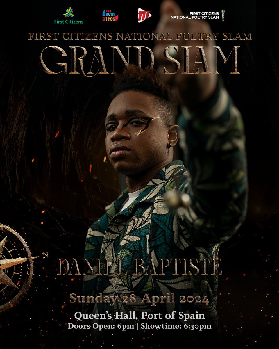 “In the dance between ink &amp; paper, stories are born. Then In the spotlight’s glow they come alive.”

Daniel Baptiste is ready for the spotlight on April 28, at Queen’s Hall, the Dragon’s Mouth.🐲🔥