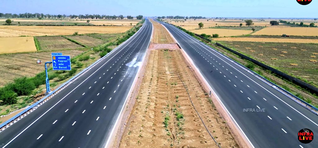 Delhi-Mumbai Expressway update from Sultanpur to Mandawara in #Rajasthan 🛣️🇮🇳

Work on this section is almost complete with final lane marking in progress.
