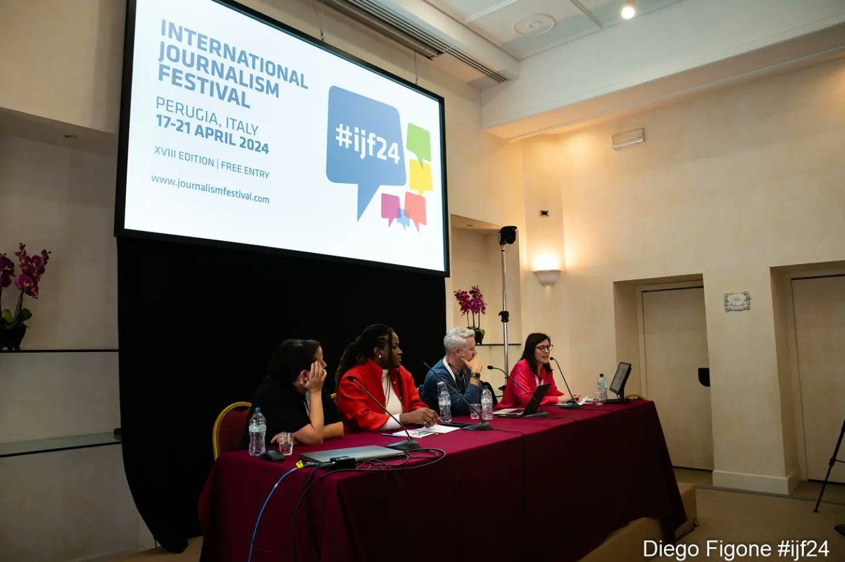 Our panel discussion at this year's International Journalism Festival in Perugia focused on climate mis/disinformation and featured three female journalists reporting from Latin America, Africa, the U.S. and Asia. @journalismfest #ijf24