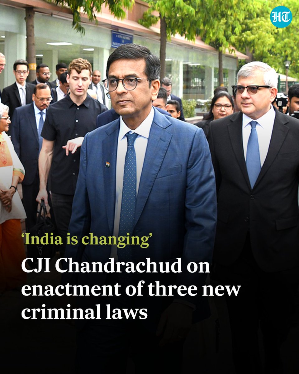 Chief Justice of #India #DYChandrachud hailed the enactment of three new criminal laws in the country, saying that it is a “clear indication” that India is changing.

Read more: hindustantimes.com/india-news/cji…