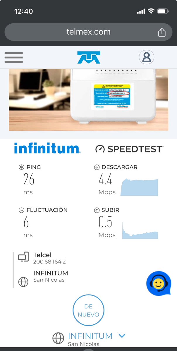 VALATRISTE's tweet photo. @infinitum Pues en mi domicilio está pésimo el servicio #infunitum todo el tiempo es la máxima velocidad que alcanza y no resuelven nada los de servicio técnico. https://t.co/KoXJVziKi0