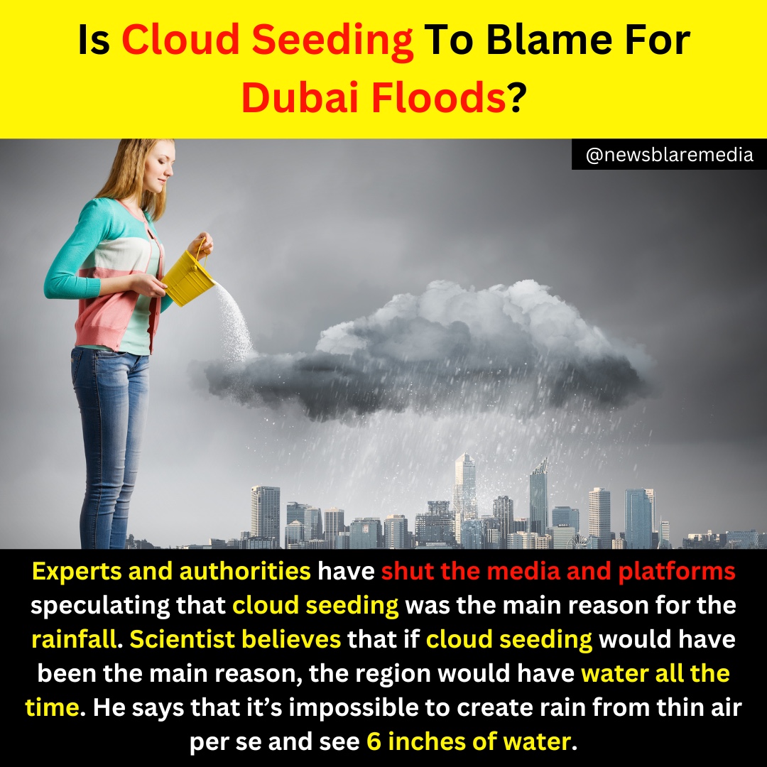 Is Cloud Seeding main reason to blame for Dubai Floods or it's just a Natural disaster?

#dubai #dubainews #dubairain #dubaistorm #HighAlert #dubailife #dubaimarina #dubailifestyle #rain #raining #ArtificialRain #cloudseeding #climatechangeisreal #climatecrisis