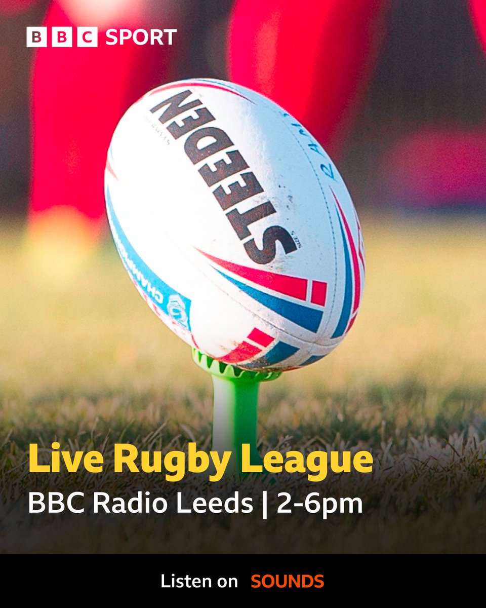 🚨 TODAY! 🏉 @BatleyRLFC V @WTrinityRL 🏉 @FevRoversRLFC V Widnes 🏉 @HalifaxPanthers V Sheffield 🕑 2-6pm 📻 @BBCLeeds 📡 92.4FM | DAB | Online 🌍 bbc.in/3bSj5jt #rugbyleague | #BBCRL