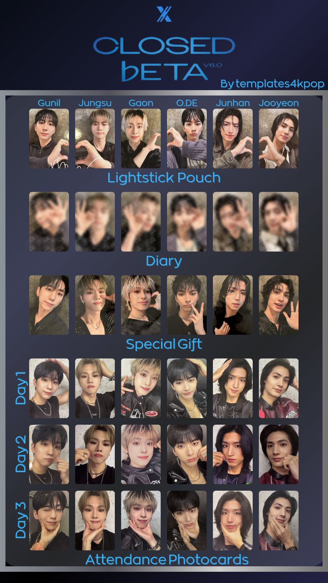 Xdinary Heroes closed beta V6.0 photocard pc benefit template