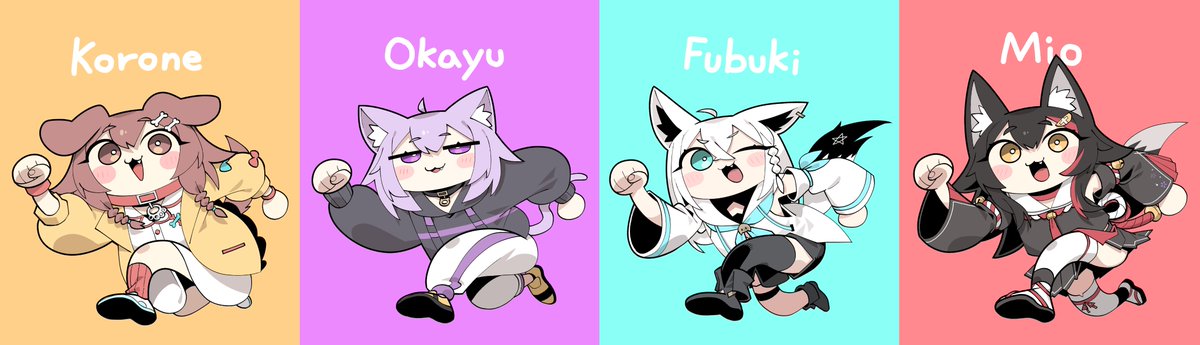 🐶🐱🦊🐺 #できたてころね #絵かゆ #絵フブキ #みおーん絵