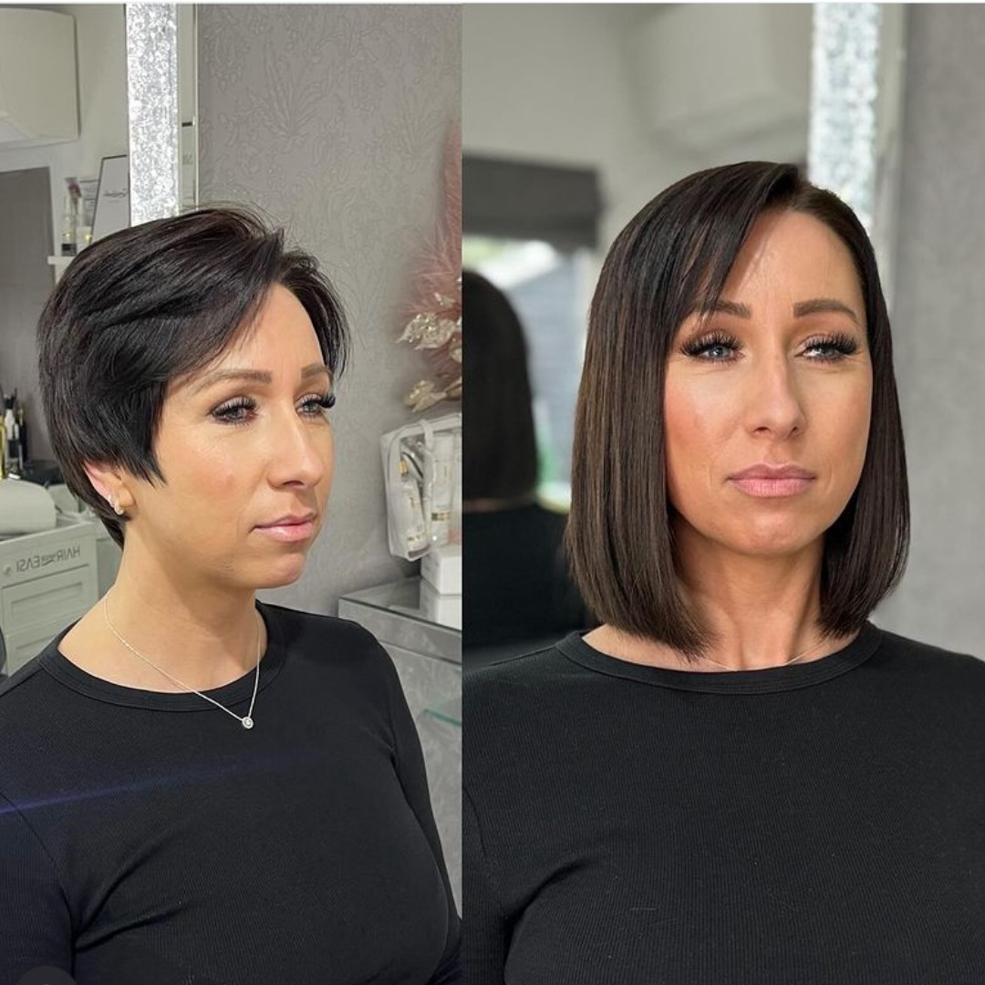 RemiCachet's tweet image. Challenge Accepted. 💪

Starting from a short crop is tricky, but #SuperStylist Lisa @hairfairyessex wasn't daunted by this challenge.   Adding 175 strands of Flat Tips in shade 1b for a glossy sleek bob and avoid the messy growing out stage.      

#bobhairstyle #shorttolonghair