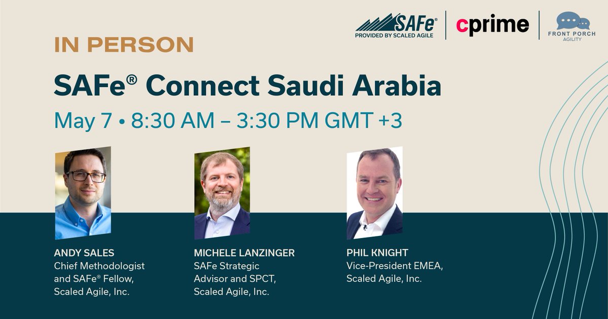 Save your spot for the upcoming SAFe® Connect Conference in Saudi Arabia. This event will be a turning point for your business’s success.
 
Get the details and register at: ow.ly/cV5f50RjMkk
 
#SAFe #BusinessAgility #SAFeConnect #SaudiArabia