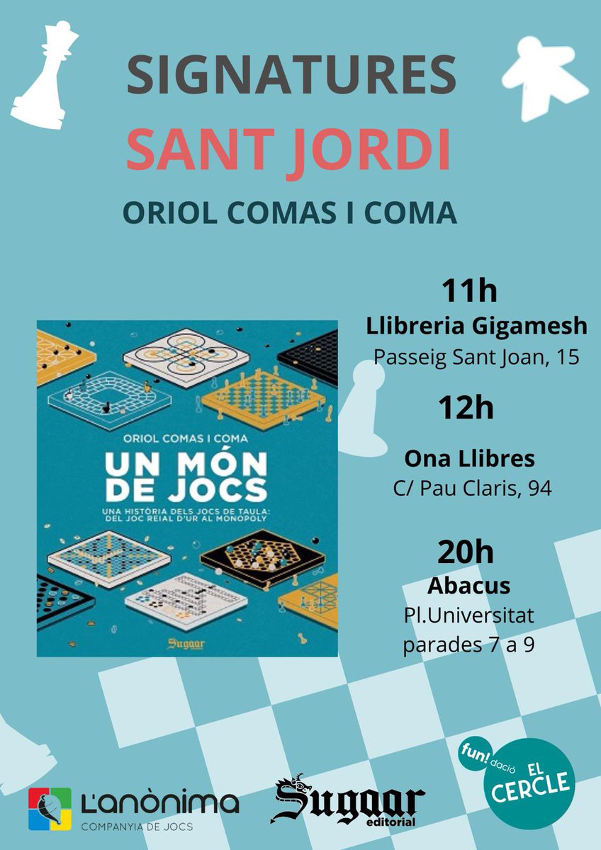 Aquest Sant Jordi, 'Un món de jocs' farà parada, fonda i signatura a Barcelona. Sant Jordi també és un bon dia per parlar de jocs de taula, oi?