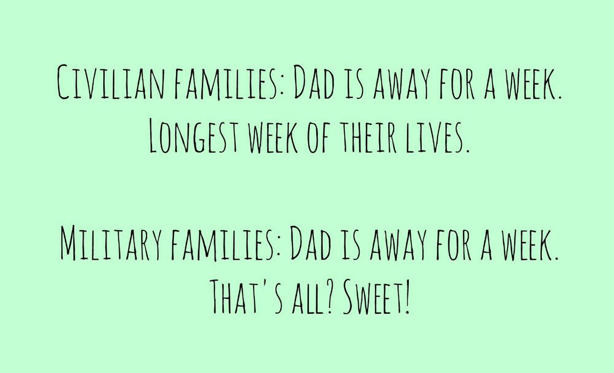 As I prep for another work trip, my youngest says to us at dinner last night, “A week does even seem that long anymore”. 

Our children sacrifice regularly so that we can serve. Let’s recognize these little heroes during this #MOMC.

#MilitaryKids #MilitaryChild