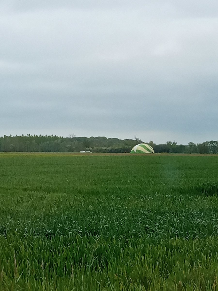 C'est signe de beau temps 2 montgolfières atterrissent sur la commune je fais le fongicide sur les orges (future bière 🍻)