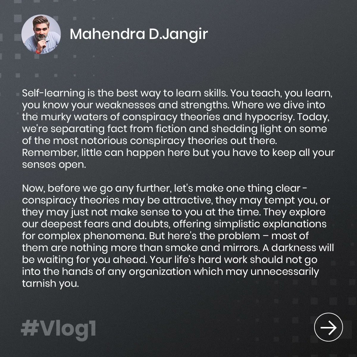 mahendradjangir's tweet image. Conspiracy Theories: Fact vs. Fiction

#Vlog1 #Sunday #VLOG