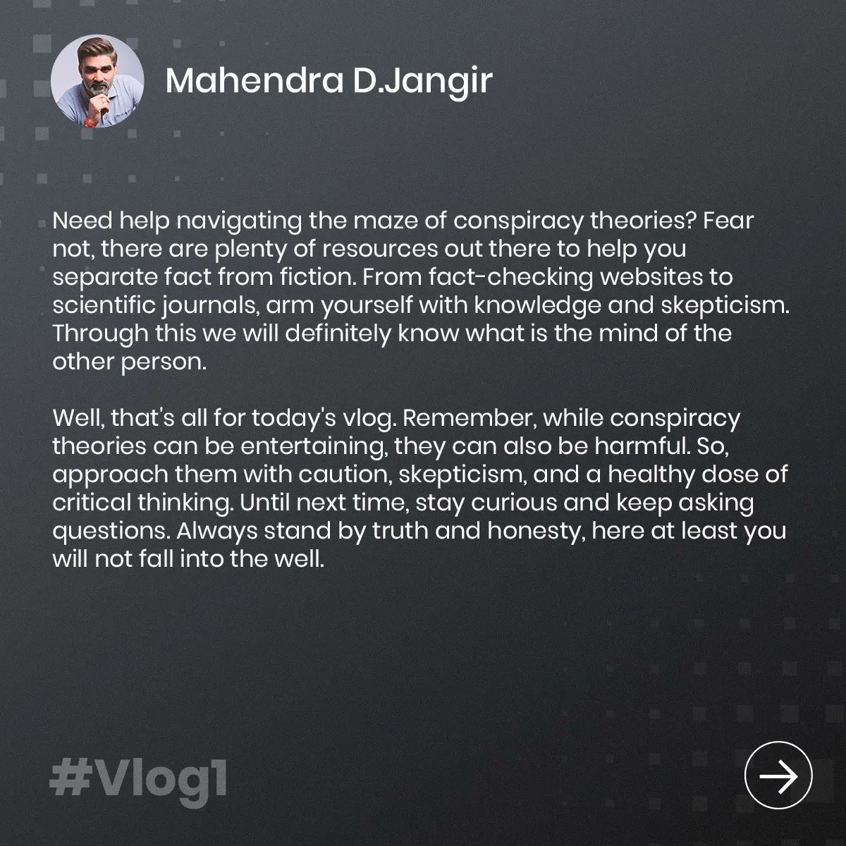 mahendradjangir's tweet image. Conspiracy Theories: Fact vs. Fiction

#Vlog1 #Sunday #VLOG