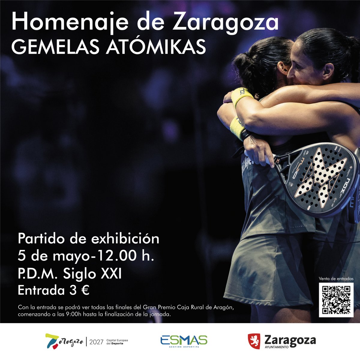 📢 Zaragoza rendirá homenaje a las hermanas Sánchez Alayeto con el torneo de pádel Gran Premio @CajaRuralAragon que celebrará sus finales en la pista central del Centro Deportivo Municipal Siglo XXI.