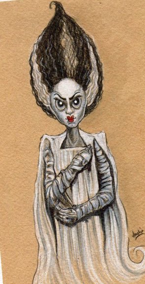 89 years ago today, mah gurl came out looking SLAY in Bride of Frankenstein - let’s here it for Elsa Lanchester Mini prints available £11.50 inc UK postage Comment FRANKENTOTTY to buy one #mhhsbd #brideoffrankenstein #HorrorArt