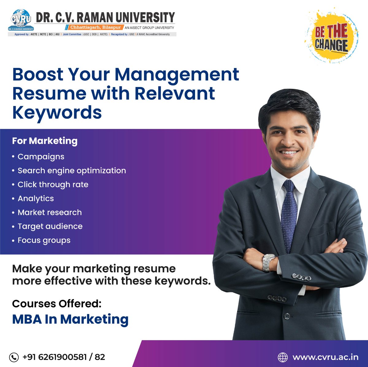 Elevate your marketing game with these key skills!  Enhance your resume with expertise in campaigns, SEO, CTR, analytics, market research, and focus groups. Pursue an MBA in Marketing for further advancement. Apply now and stand out in the competitive marketing landscape!