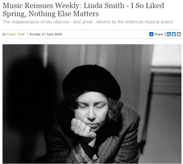 Two brilliant Linda Smith (@LindaSmith17) albums are reissued: 1995’s I So Liked Spring & 1996’s Nothing Else Matters. On @capturedtracks through @CarryOnPress. I’ve looked at them today for @theartdesk: theartsdesk.com/new-music/musi…