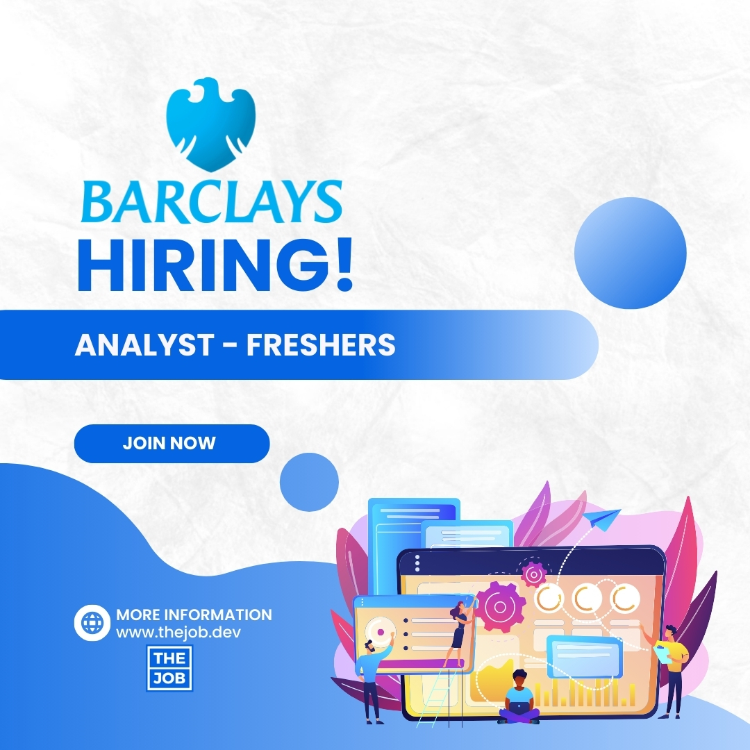 Barclays is seeking talented Analysts to join the team.

Location: Noida

Apply here: thejob.dev/job/6624b82369…

#thejob #hiring #hiringnow #jobalert #jobhunt #openposition #opentowork #barclays #lookingforajob #applynow #openfornewopportunities #fresher